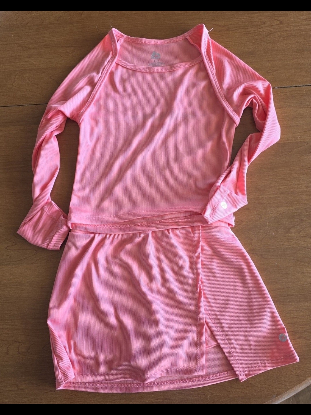 Pink Girls' Athletic Skort & Long Sleeve Top Set